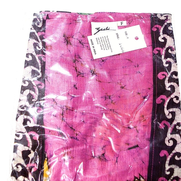 VTG 70's India Hand Blocked Long Silk Kimono - Picture 6 of 6